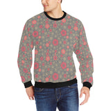 Red gold Sakura cherry blossom gray background Men's Crew Neck Sweatshirt