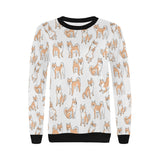 shiba inu dog pattern Women's Crew Neck Sweatshirt