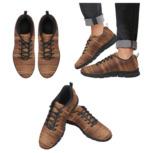 Wood Printed Pattern Print Design 04 Men's Breathable Sneakers ( Model 055)