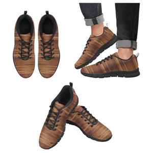 Wood Printed Pattern Print Design 04 Men's Breathable Sneakers ( Model 055)