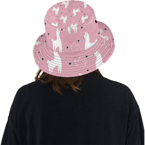 Llama Alpaca pink background Unisex Bucket Hat