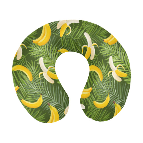Banana Palm Leaves pattern U-Shaped Travel Neck Pillow