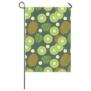 Whole sliced kiwi leave and flower House Flag Garden Flag