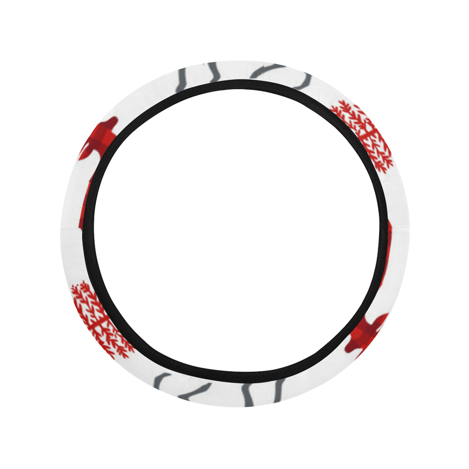 Deer tree snowflakes chrismas pattern Car Steering Wheel Cover