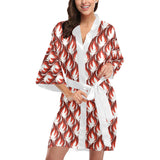 Fire flame symbol design pattern Women's Short Kimono Robe