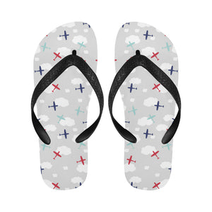 Airplane cloud grey background Unisex Flip Flops