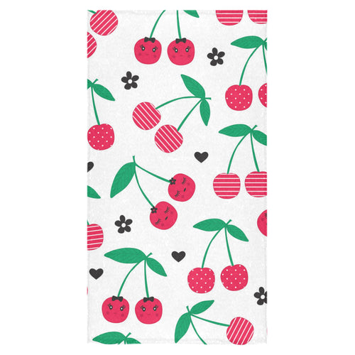 cherry pattern white background Bath Towel