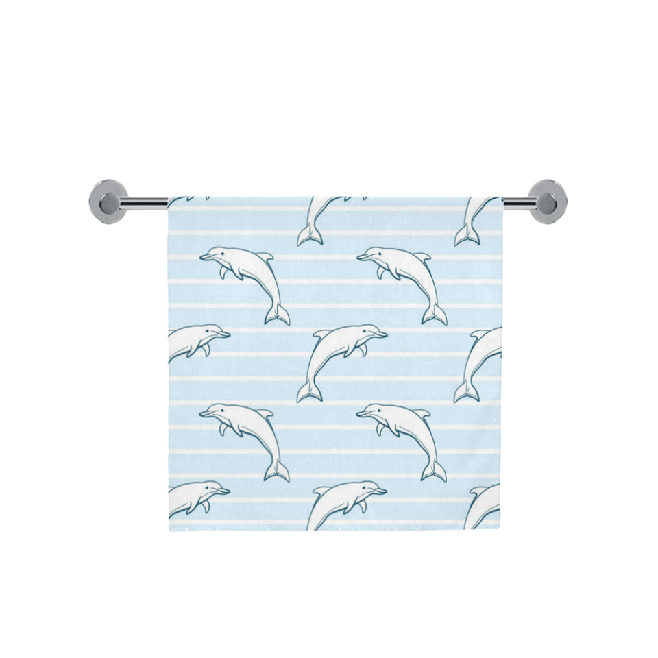 Dolphin blue striped background Bath Towel