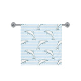 Dolphin blue striped background Bath Towel