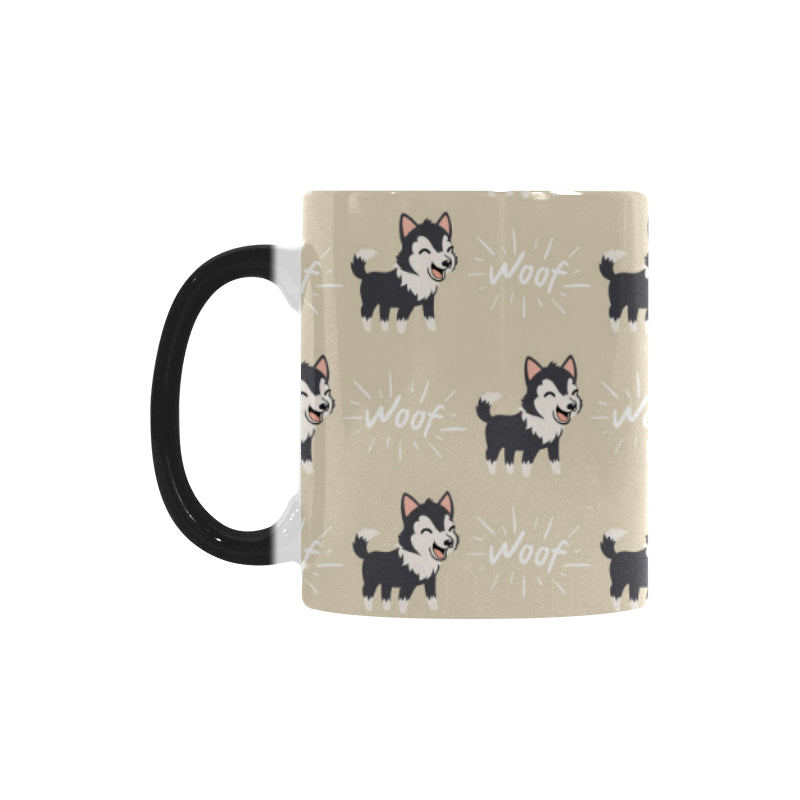 Cute Siberian Husky Morphing Mug Heat Changing Mug