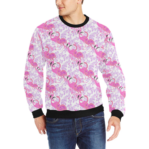 Pink flamingo flower pattern Men's Crew Neck Sweatshirt