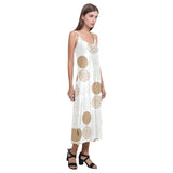 Gold Texture mushroom pattern V-Neck Open Fork Long Dress