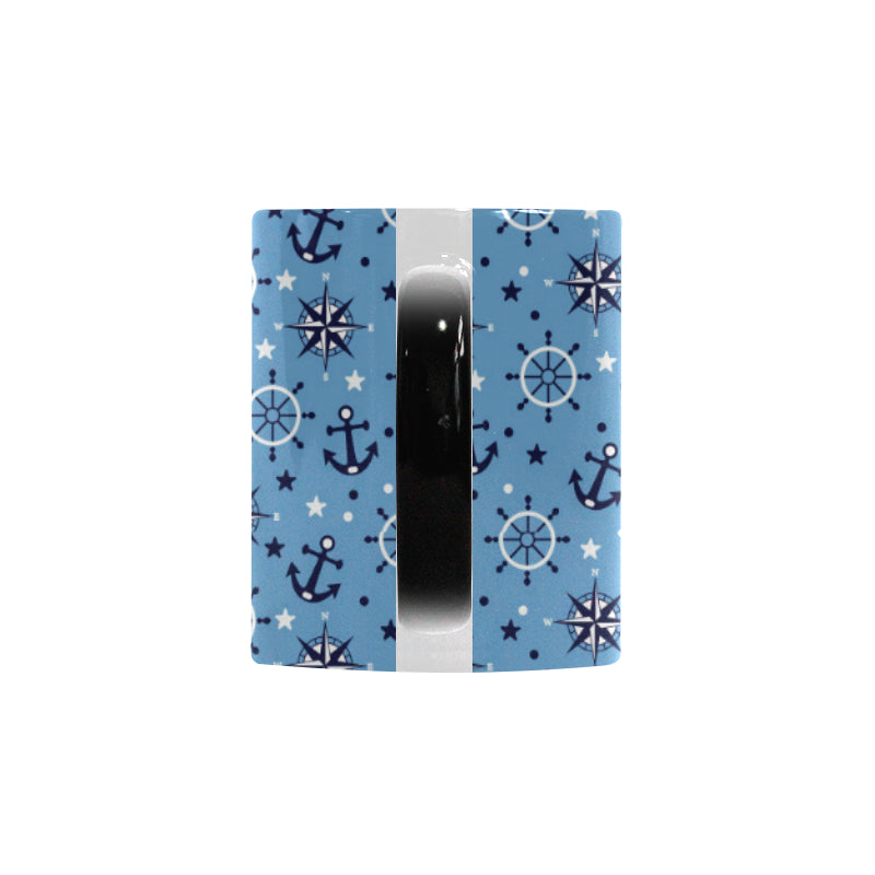 Anchors rudder compass star nautical pattern Morphing Mug Heat Changing Mug