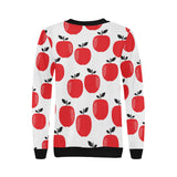 red apples white background Women's Crew Neck Sweatshirt