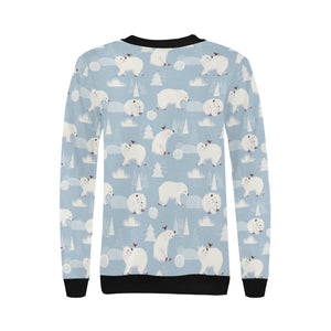 Cute polar bears Christmas decoration pattern Women's Crew Neck Sweatshirt