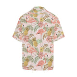 Pink flamingo birds pineapples hibiscus flower pat Men's All Over Print Hawaiian Shirt