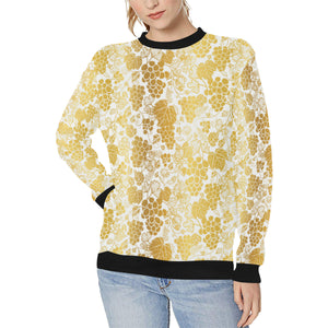 Gold grape pattern Women's Crew Neck Sweatshirt