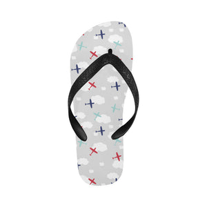 Airplane cloud grey background Unisex Flip Flops