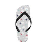 Airplane cloud grey background Unisex Flip Flops