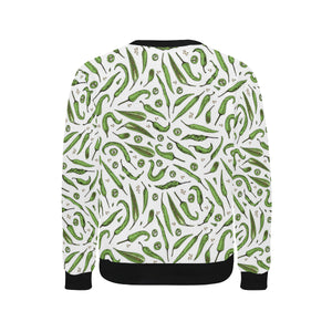 Hand drawn sketch style green Chili peppers patter Men's Crew Neck Sweatshirt