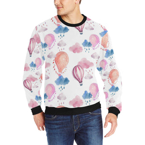 Watercolor air balloon cloud pattern Men's Crew Neck Sweatshirt