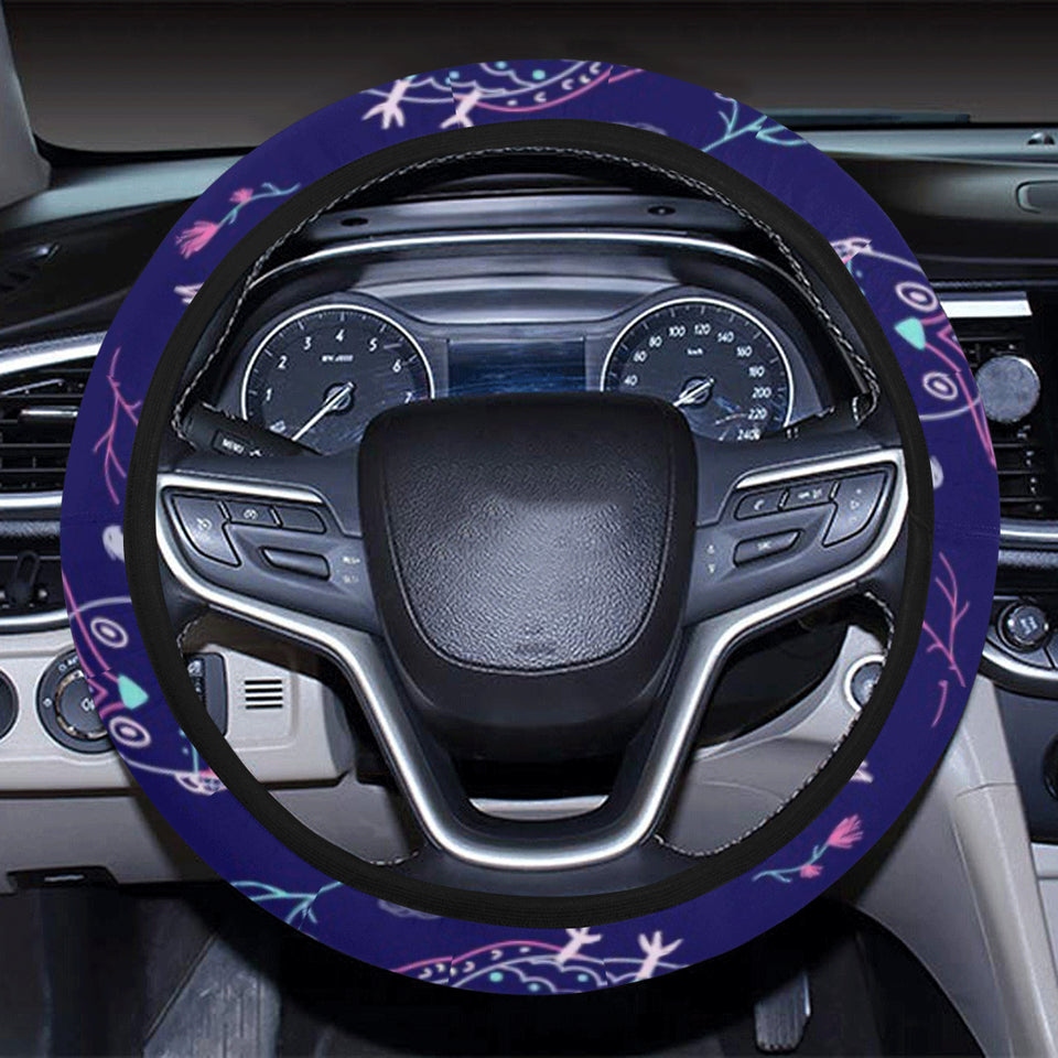 Cute owls pattern boho style ornament Car Steering Wheel Cover