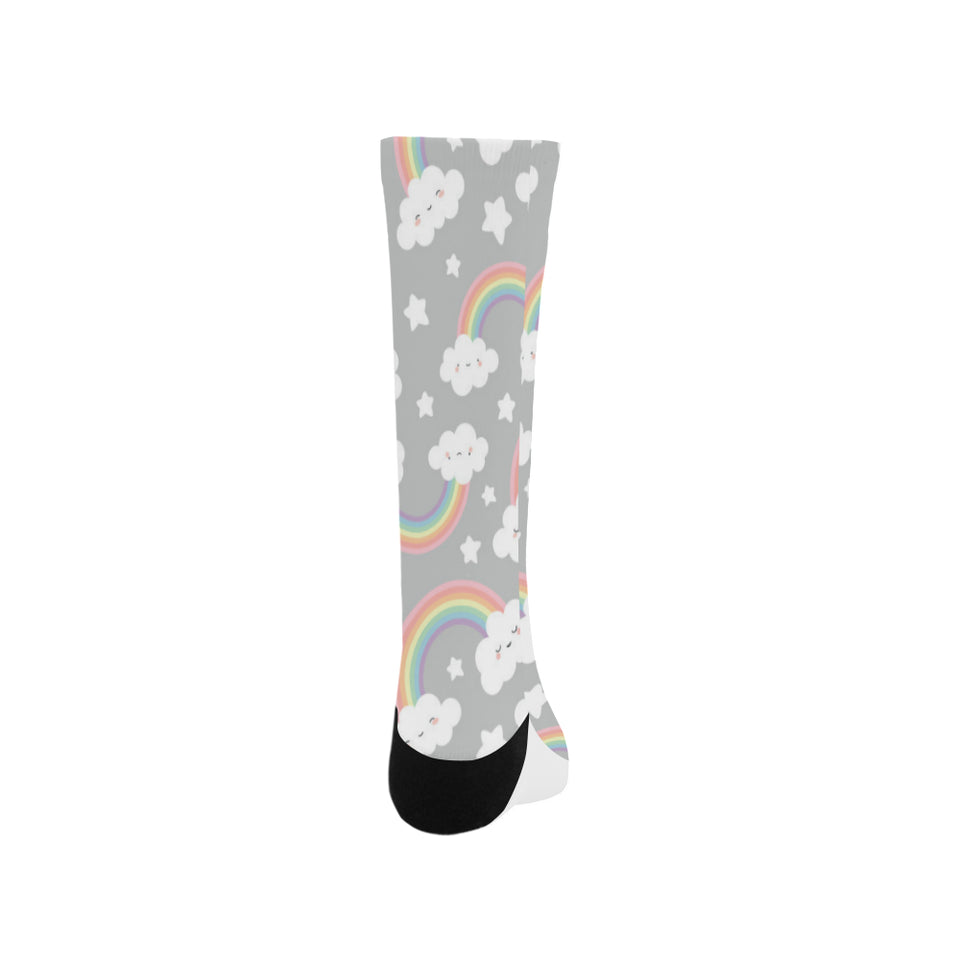 Cute rainbow clound star pattern Crew Socks