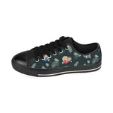 Cute sloths sleeping christmas ball santa hat patt Men's Low Top Canvas Shoes Black