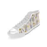Lavender modern pattern blackground Men's High Top Canvas Shoes White
