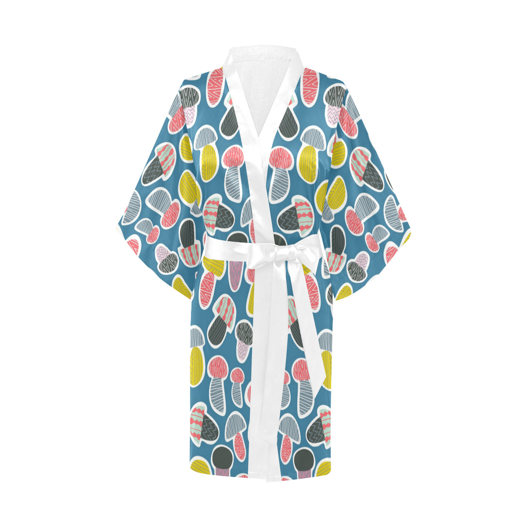 Colorful mushroom design pattern Women's Short Kimono Robe