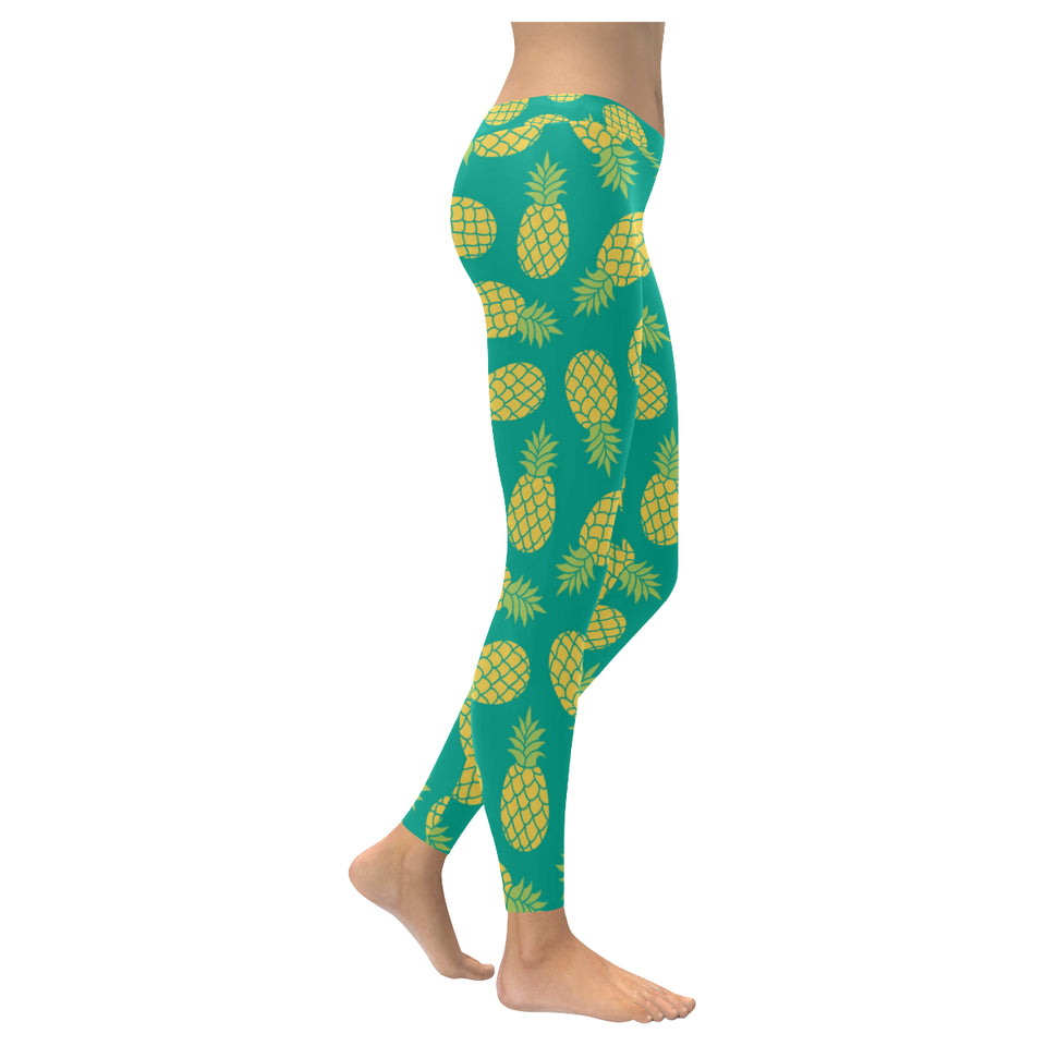 Pineapples pattern green background Women's Legging Fulfilled In US