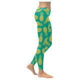 Pineapples pattern green background Women's Legging Fulfilled In US