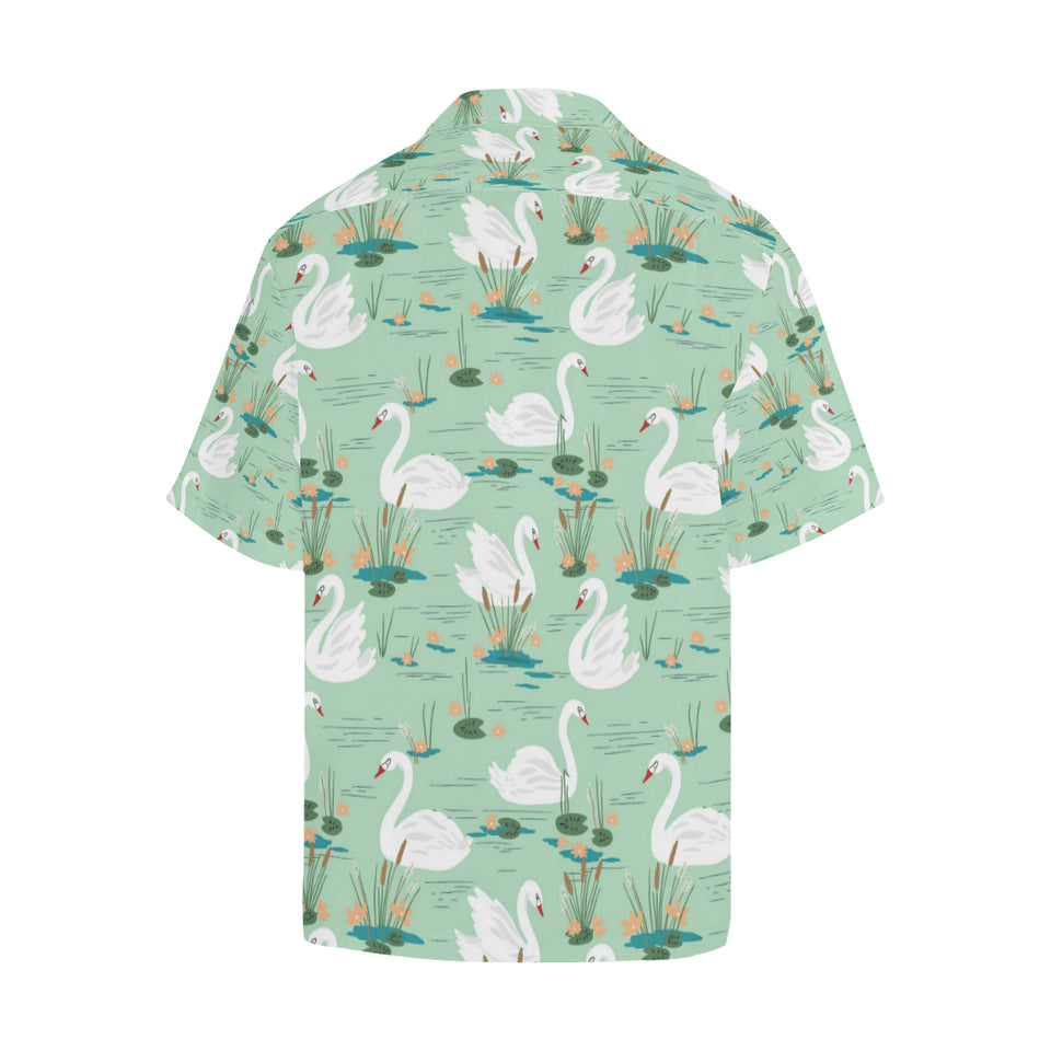 White swan lake pattern Men's All Over Print Hawaiian Shirt