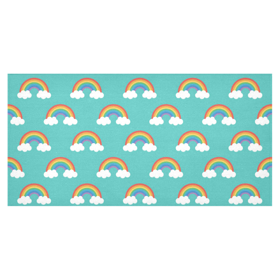 Rainbow pattern green background Tablecloth