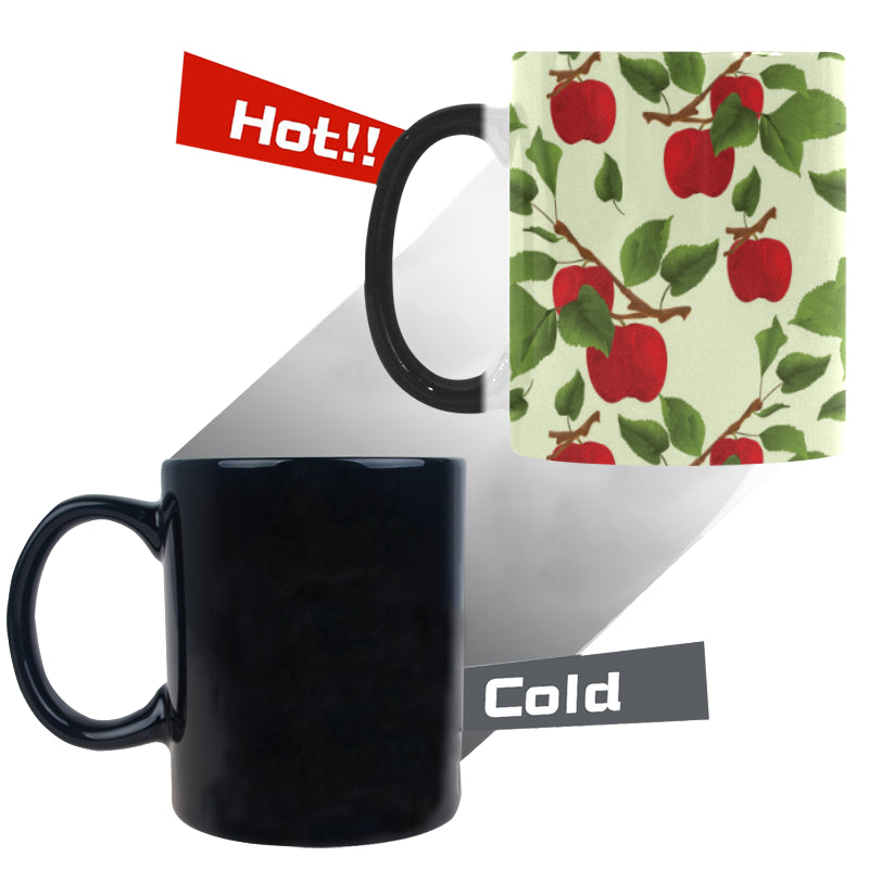 Red apples leaves pattern Morphing Mug Heat Changing Mug