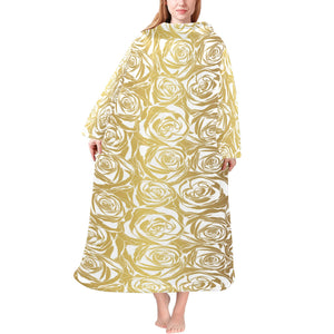 Rose Pattern Print Design 05 Blanket Robe with Sleeves