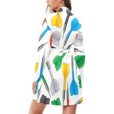 Darts Pattern Print Design 03 Women's Long Sleeve Belted Night Robe