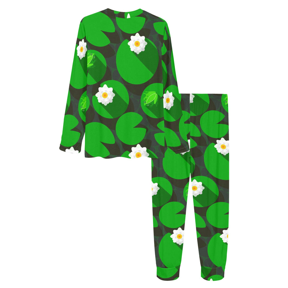 Frog waterlily pattern Women's All Over Print Pajama Set