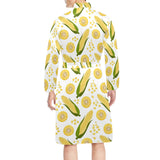 Corn Pattern Print Design 05 Men's Long Sleeve Belted Night Robe