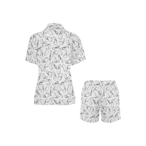 Potato Chips Pattern Print Design 04 Women's V-Neck Short Pajama Set