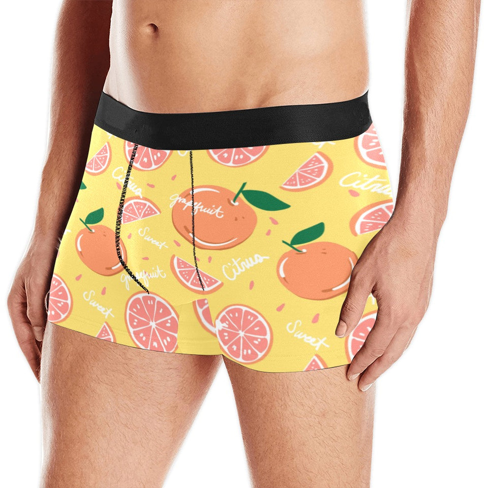 Grapefruit yellow background Men's All Over Print Boxer Briefs Men's Underwear