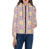 Bread Toast Pattern Print Design 05 Women's Padded Hooded Jacket