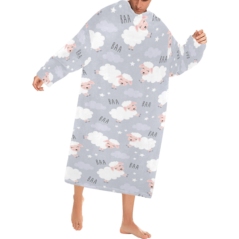 Sweet dreams sheep pattern Blanket Robe with Sleeves