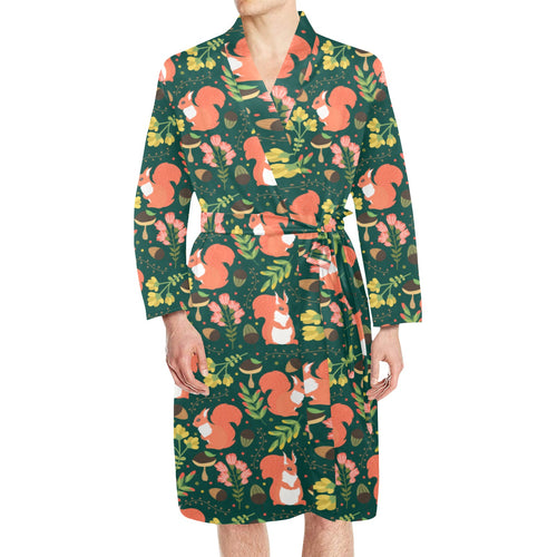 Squirrel Pattern Print Design 03 Men's Long Sleeve Belted Night Robe