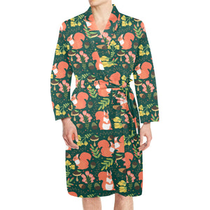 Squirrel Pattern Print Design 03 Men's Long Sleeve Belted Night Robe