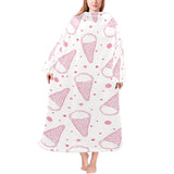 Hand drawn ice cream pattern Blanket Robe with Sleeves