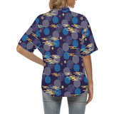 Blue japanese pattern cloud wave flower Women's All Over Print Hawaiian Shirt