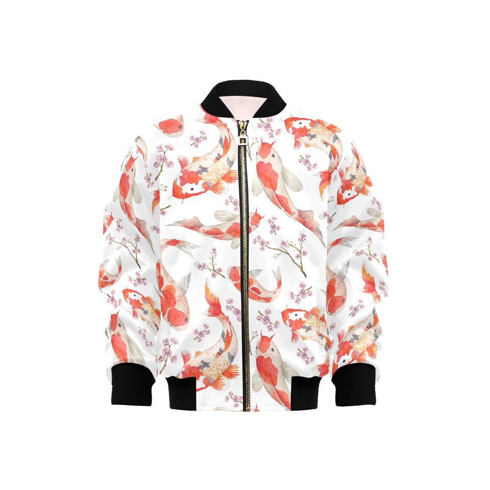 Watercolor Koi Fish Carp Fish pattern Kids' Boys' Girls' Bomber Jacket