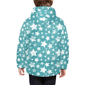 Vintage star pattern Kids' Boys' Girls' Padded Hooded Jacket