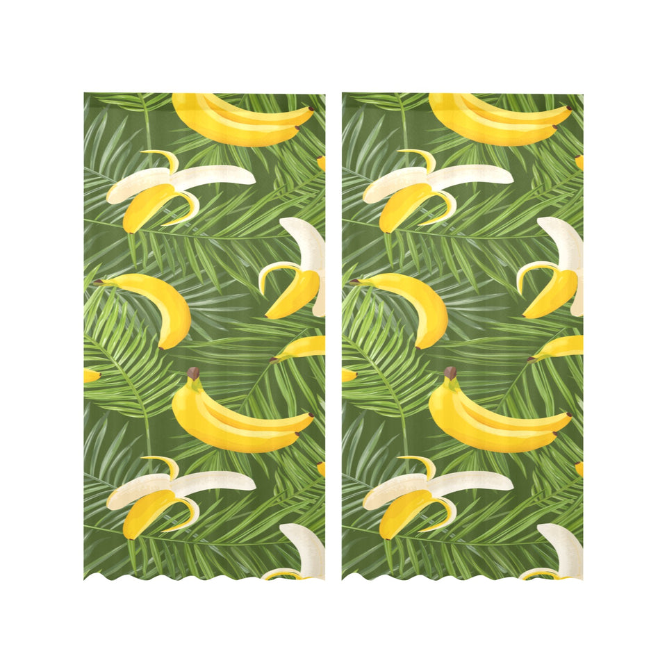 Banana Palm Leaves pattern Gauze Curtain